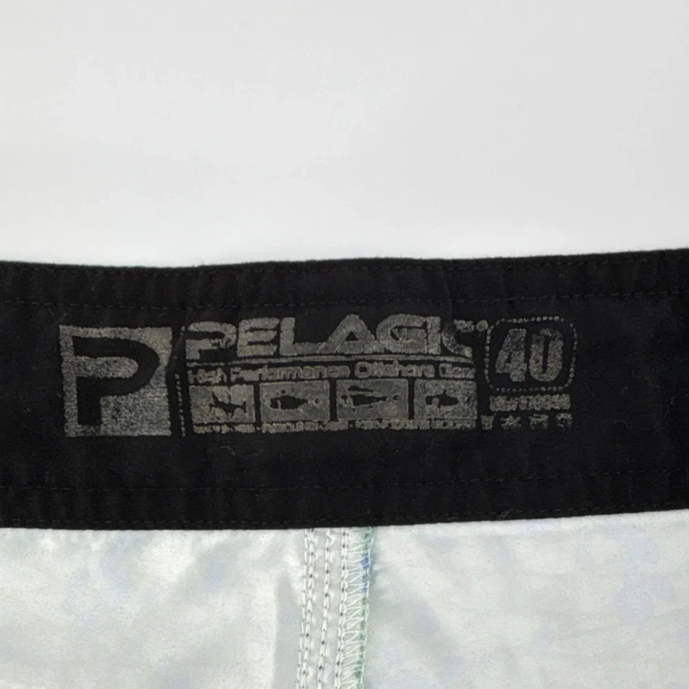 Pelagic Fish Scale Pattern Fishing Board Shorts Green Yellow Blue Athletic 40